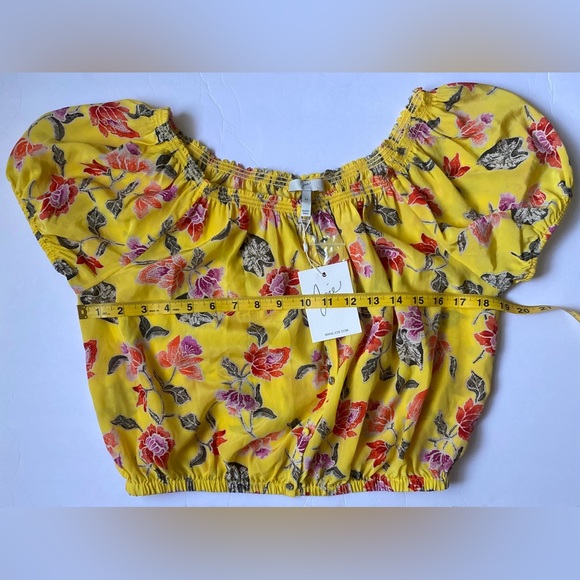 JOIE Derfuta 100% Silk Puff Sleeve Off Shoulder Romantic Floral Top Size M NWT - Picture 11 of 14